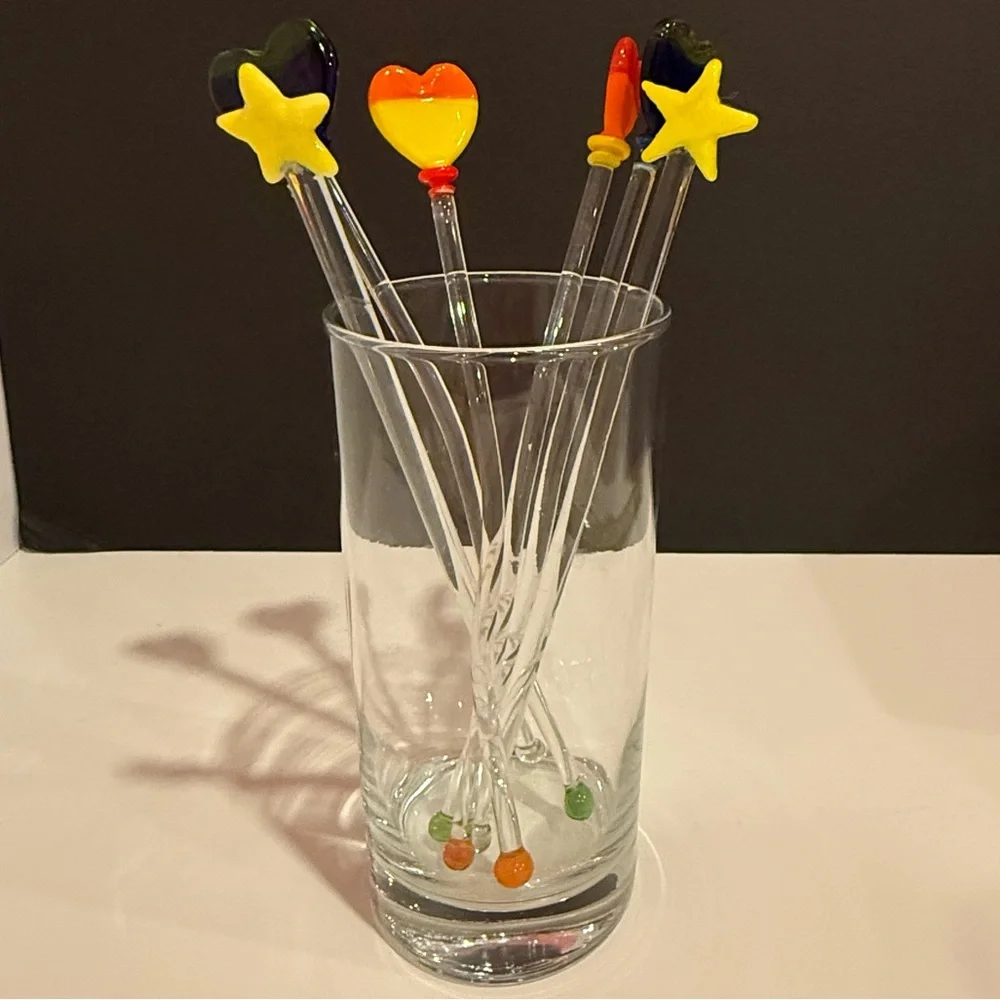 Colorful Heart and Star Drink Stirrers Swizzle Sticks